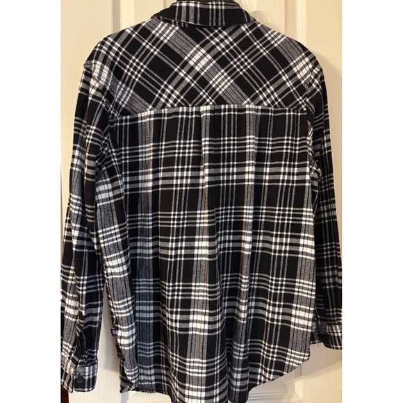 GAP Plaid Flannel Long Sleeve Button Up‎ Shirt women's XL Black White - Picture 2 of 10